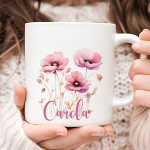 Bloemen mok met naam