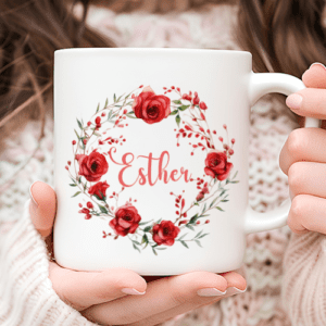 Bloemen mok met naam