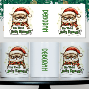 Grumpy cat kerstmok met naam