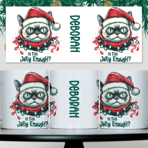 Grumpy cat kerstmok met naam