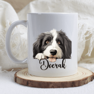 Bearded collie mok met naam