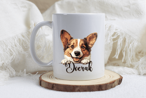 Welsh corgi Cardigan mok met naam