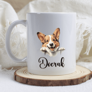 Welsh corgi Pembroke mok met naam