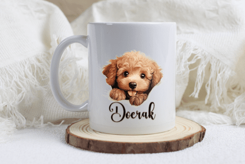 Franse poedel mok met naam