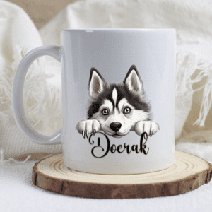Siberische husky mok met naam