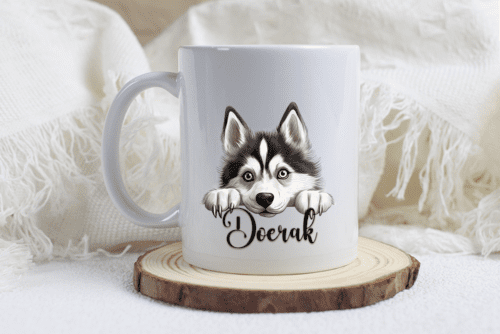 Siberische husky mok met naam