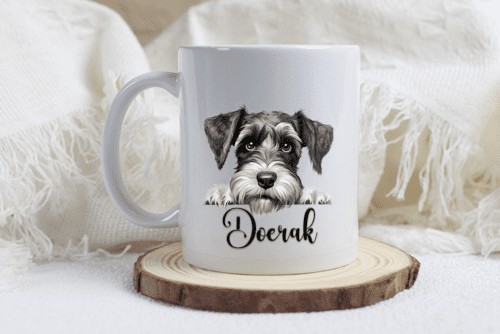 Schnauzer mok met naam