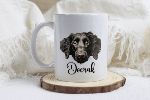 Curly-coated retriever mok met naam