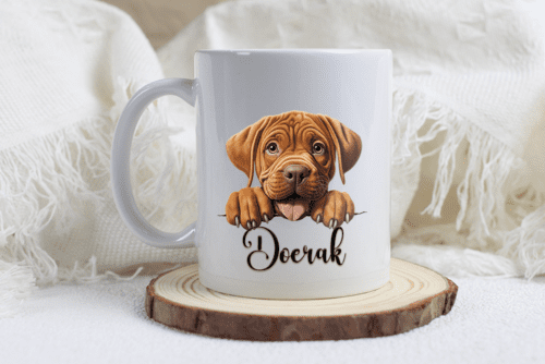 Bordeauxdog mok met naam