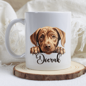 Labrador-retriever mok met naam