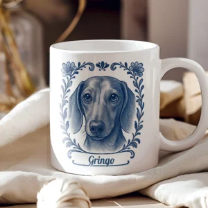 Delfstblauw mok Berner sennen met naam