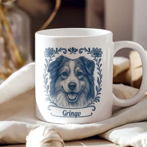 Delfstblauw mok Australian Shepherd met naam