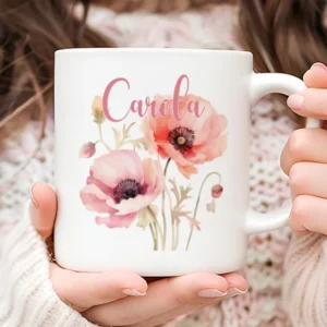 Bloemen Mok met Letter en Naam